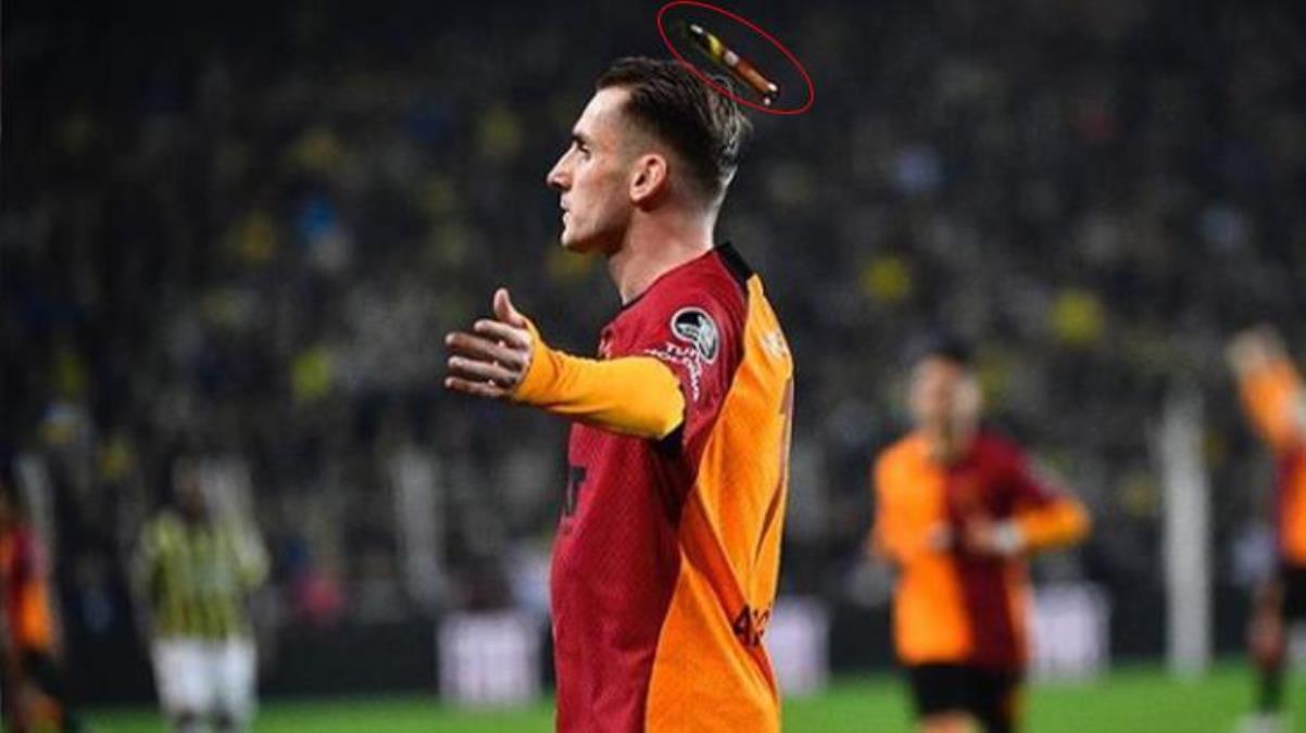 galatasaray paylasti derbide kerem akturkogluna tribunlerden atilan madde pes dedirtti