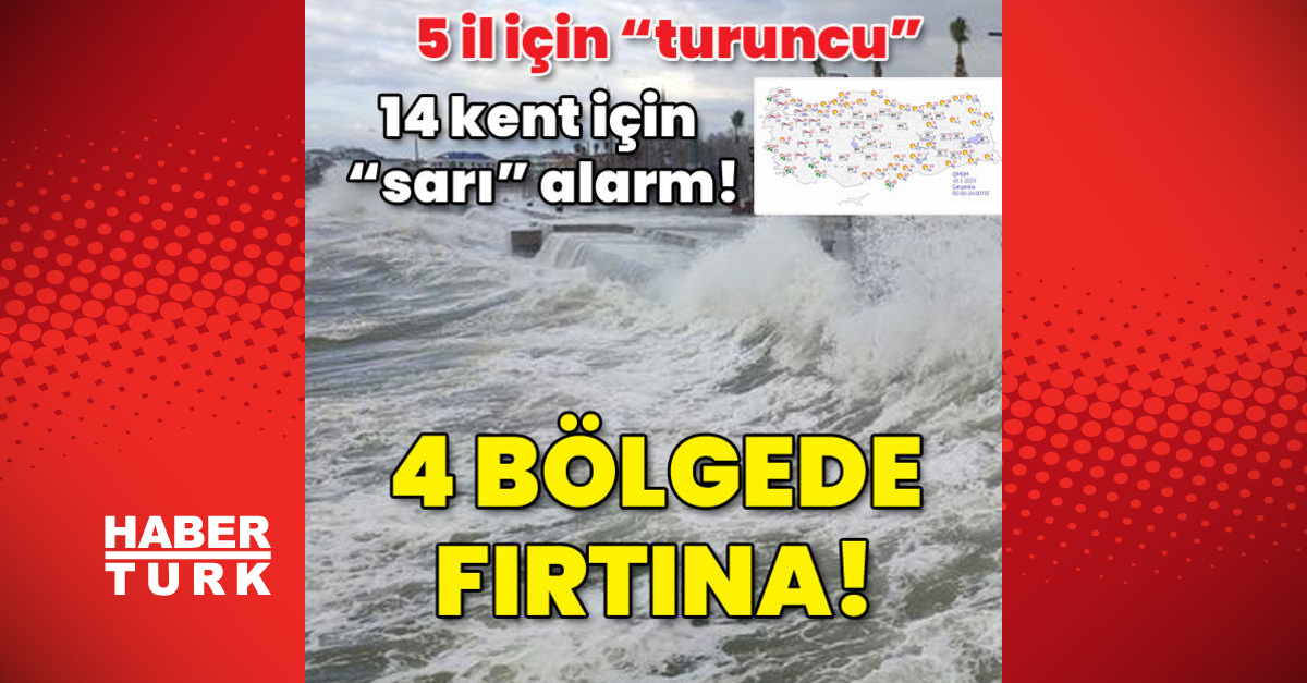 Meteorolojiden 4 bölge için fırtına uyarısı 5 il için turuncu 14 kent için sarı alarm - Gündem - hava durumu - Dudullu Haber