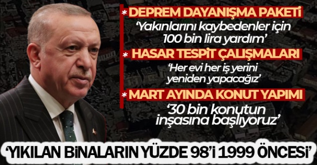 Cumhurbaşkanı Erdoğan 039Depremde hayatını kaybedenlerin yakınlarına 100 bin lira nakdi yardımda bulunuyoruz039 - Gündem - Dudullu Haber