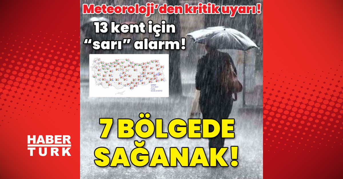 Meteorolojiden kritik uyarı 13 kent için sarı alarm 7 bölgede sağanak - Gündem - hava durumu - Dudullu Haber