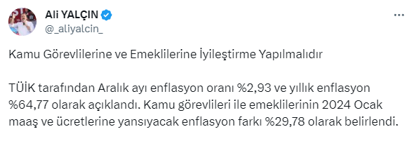 Memur-Sen Genel Başkanı Yalçın'dan zam oranlarına ilk yorum: İyileştirme yapılmalı