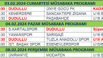 3-8 şUBAT MAÇ PROGRAMI