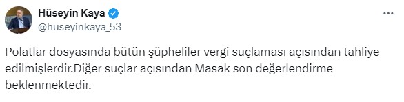 Engin ve Dilan Polat hakkında vergi kanuna muhalefet suçundan tahliye kararı verildi
