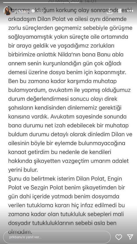 Banu Parlak, güzellik merkezi kurşunlama davasında Engin ve Dilan Polat'la ilgili şikayetini geri çekti
