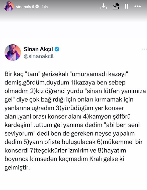 Sinan Akçıl'ın İzmir konserinde kazaya neden oldu