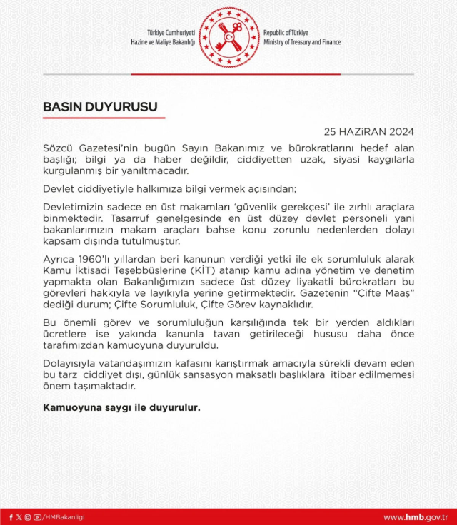 Tasarruf tedbirleri varken Bakan Şimşek neden lüks araca biniyor? Hazine ve Maliye Bakanlığı'ndan açıklama var
