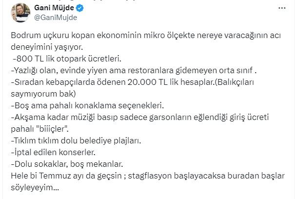 Ünlü yönetmen Gani Müjde, Bodrum'da artan fiyatlara isyan etti