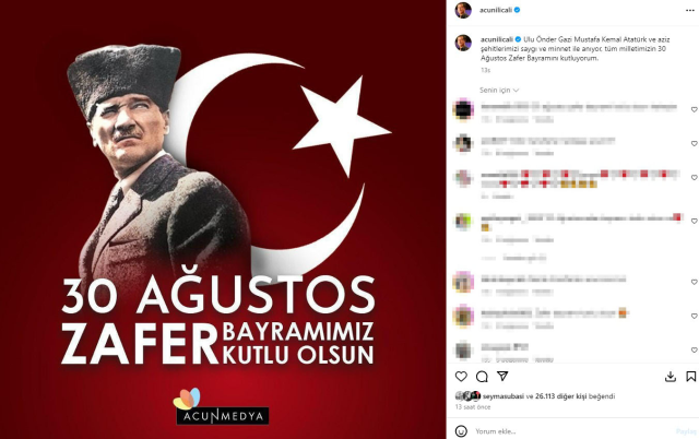 Ünlülerden 30 Ağustos Zafer Bayramı kutlamaları