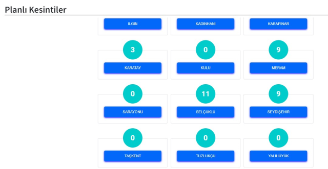 1-2 Eylül Konya elektrik kesintisi! (MEDAŞ) Selçuklu, Karatay, Meram elektrik kesintisi