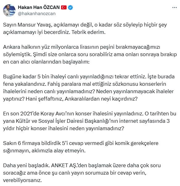 Ak Parti'den Mansur Yavaş'a Canlı Yayın Sorusu