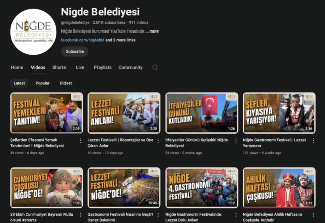 Niğde Belediyesi, Youtube kanalına 9 ay için 2 milyon TL aktardı