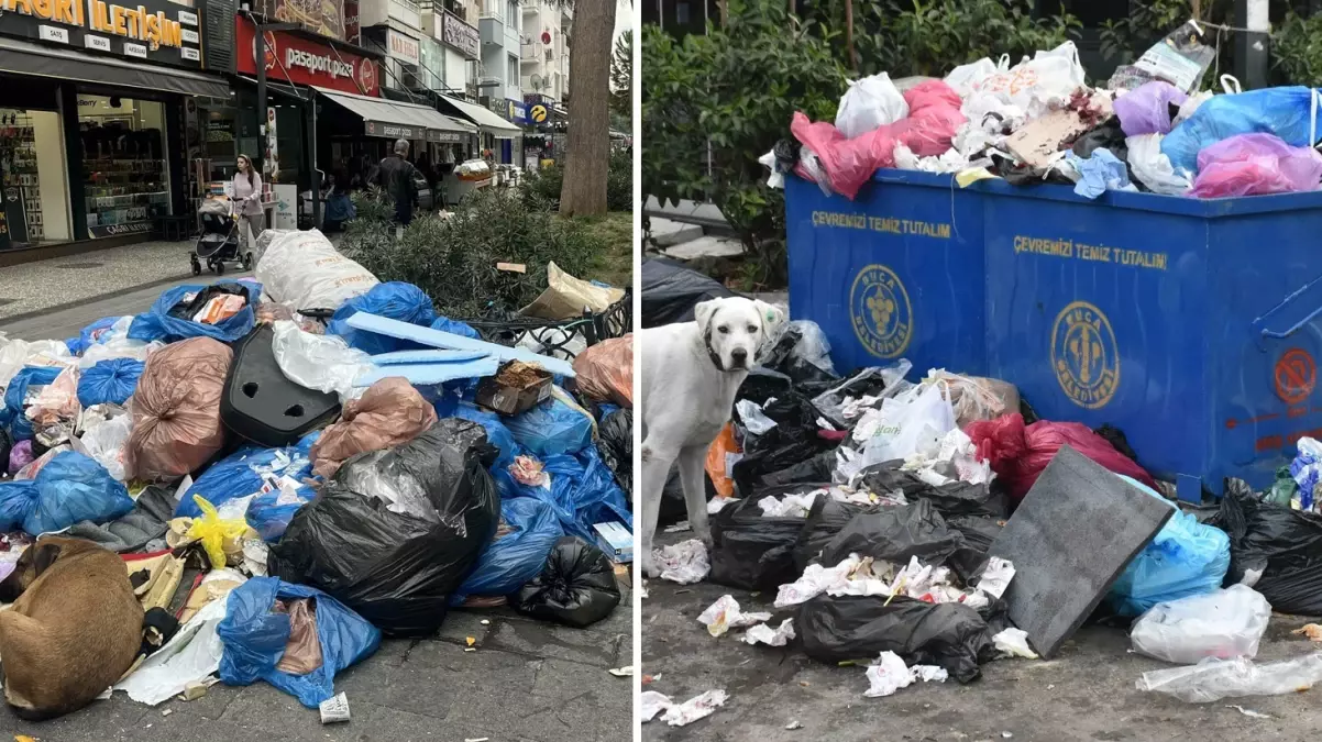 Buca Belediyesi’nde grev var, sokaklar çöplüğe döndü