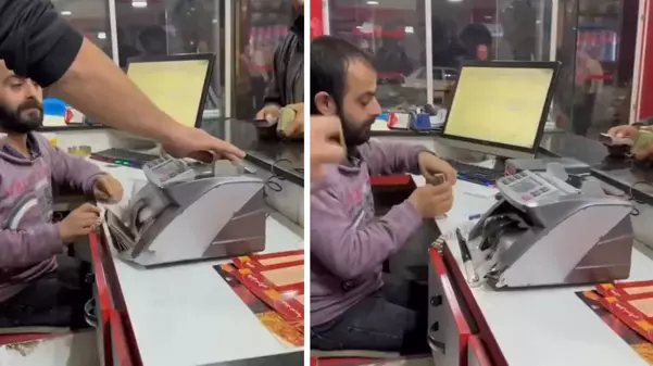 Suriye'de 4 dürüm 6 kola için ödenen parayı makineyle saydılar