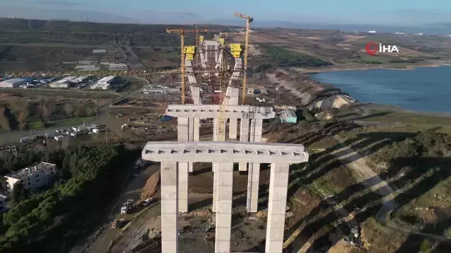 Kanal İstanbul'un İlk Köprüsü Yükseliyor