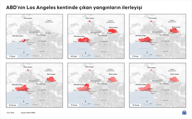 ABD'yi sarsan yangınların ilerleyişi gün gün görüntülendi