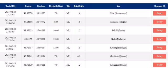 Son Depremler! Bugün İstanbul'da deprem mi oldu? 21 Şubat 2025 AFAD ve Kandilli deprem listesi! 21 Şubat 2025 Ankara'da, İzmir'de deprem mi oldu?