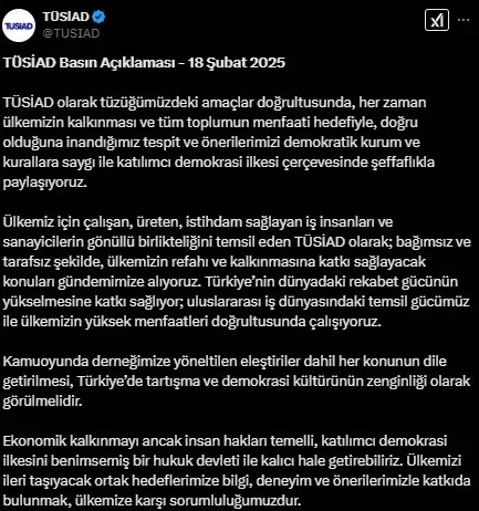 TÜSİAD geri adım atmadı! Soruşturma sonrası ilk açıklama