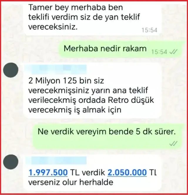 Beykoz Belediyesi'ndeki ihale yolsuzluğu WhatsApp yazışmalarında