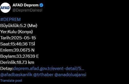Ankara deprem mi oldu? SON DAKİKA! 15 Mayıs Perşembe Ankara'da deprem mi oldu?