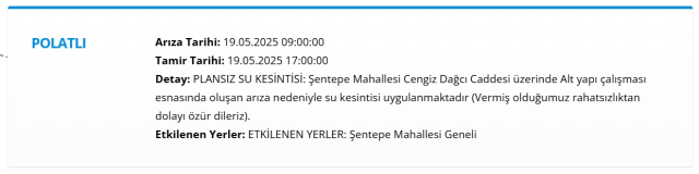 Ankara POLATLI su kesintisi! 19-20 Mayıs ASKİ Polatlı su kesintisi ne zaman bitecek, sular ne zaman gelecek?