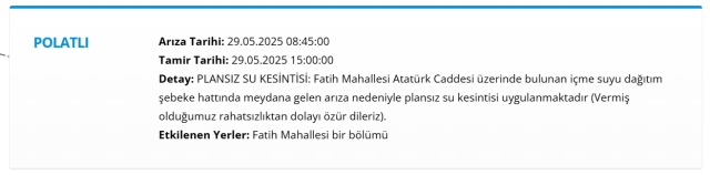 Ankara POLATLI su kesintisi! 29-30 Mayıs ASKİ Polatlı su kesintisi ne zaman bitecek, sular ne zaman gelecek?