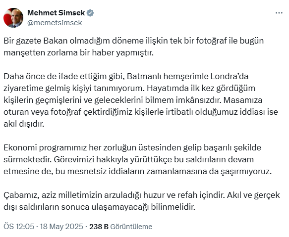 Bakan Şimşek'i küplere bindiren haber: Ziyaretime gelmiş kişiyi tanımıyorum