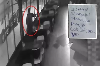 Gece girdigi kafeyi soyan hirsizdan saskina ceviren not