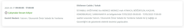 İstanbul KAĞITHANE elektrik kesintisi! 17 Mayıs Kağıthane elektrik kesintisi ne zaman bitecek, elektrikler ne zaman gelecek?