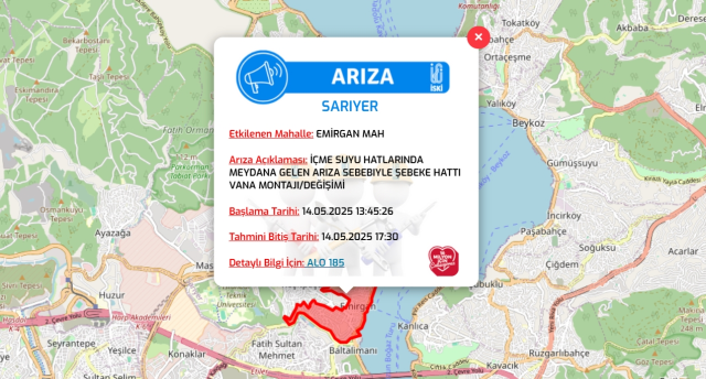 İstanbul SARIYER su kesintisi! 14-15 Mayıs İSKİ Sarıyer su kesintisi ne zaman bitecek, sular ne zaman gelecek?