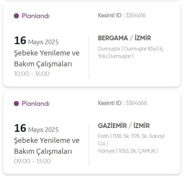 İzmir GEDİZ elektrik kesintisi! 16 Mayıs İzmir'de elektrik kesintisi ne zaman bitecek, elektrikler ne zaman gelecek?