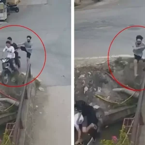 Sulama kanalina ucan motosikletten son anda kopruye tutunarak kurtuldu