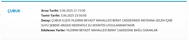 Ankara ÇANKAYA su kesintisi! 3-4 Haziran ASKİ Çankaya su kesintisi ne zaman bitecek, sular ne zaman gelecek?