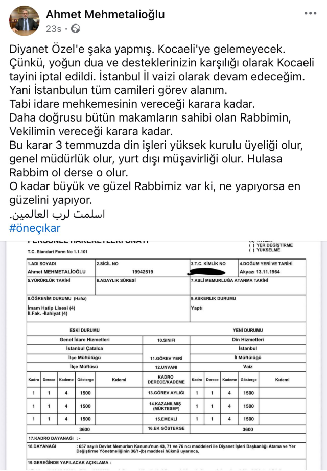 Eski Çatalca Müftüsü'nün tayini iptal edildi! İşte yeni görevi