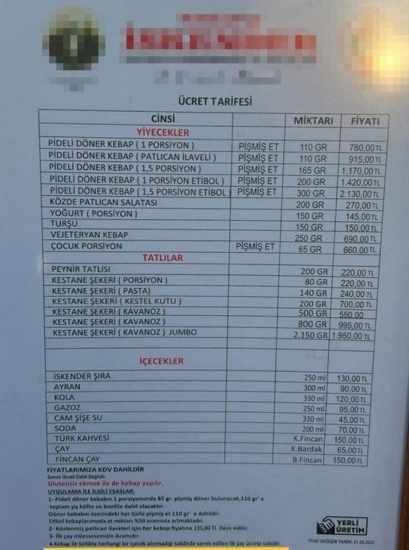 İskenderi 2 bin TL'ye satan restoranda ikram çay için tepki çeken uygulama