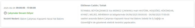 İstanbul BÜYÜKÇEKMECE elektrik kesintisi! 4 Haziran Büyükçekmece elektrik kesintisi ne zaman bitecek, elektrikler ne zaman gelecek?