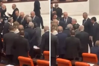 Mecliste hareketli dakikalar DEM Partili Sirri Sakik Devlet Bahceli ile
