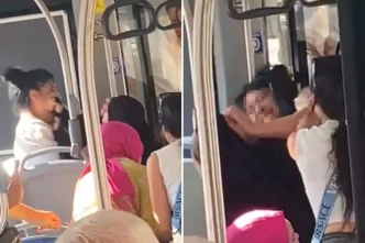 Otobuste carsafli kadina saldirdi Defolun gidin bu ulkeden