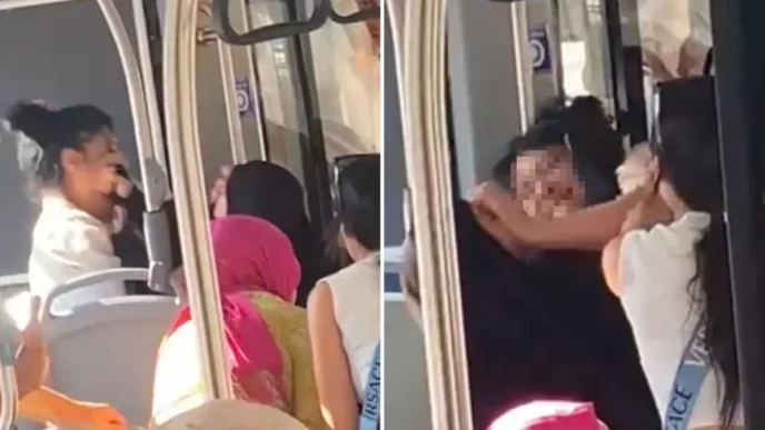 Otobuste carsafli kadina saldirdi Defolun gidin bu ulkeden