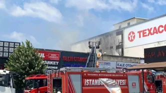 Umraniyede Oto Sanayi Sitesinde Yangin
