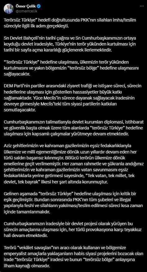 AK Parti'den terör örgütü PKK'nın silah bırakmasıyla ilgili açıklama