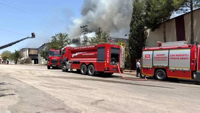 Gaziantepte Hali Fabrikasinda Yangin Ekipler 4 Saatte Kontrol Altina Aldi