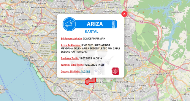 İstanbul KARTAL su kesintisi! 15-16 Temmuz İSKİ Kartal su kesintisi ne zaman bitecek, sular ne zaman gelecek?