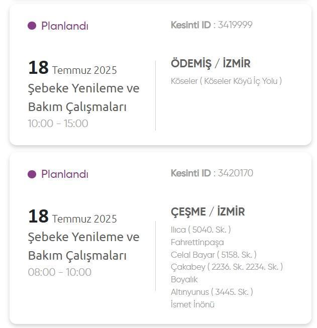 İzmir GEDİZ elektrik kesintisi! 18 Temmuz İzmir'de elektrik kesintisi ne zaman bitecek, elektrikler ne zaman gelecek?