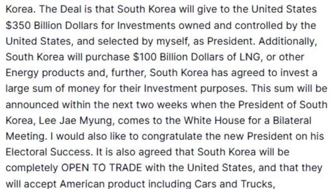 Trump Guney Kore ile Yeni Ticaret Anlasmasini Duyurdu