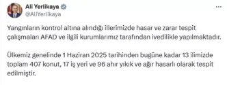 Yanginlar 13 Ilde 407 Konutu Etkiledi 128 Milyon TL Odenek