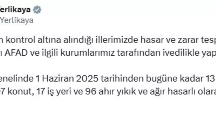 Yanginlar 13 Ilde 407 Konutu Etkiledi 128 Milyon TL Odenek