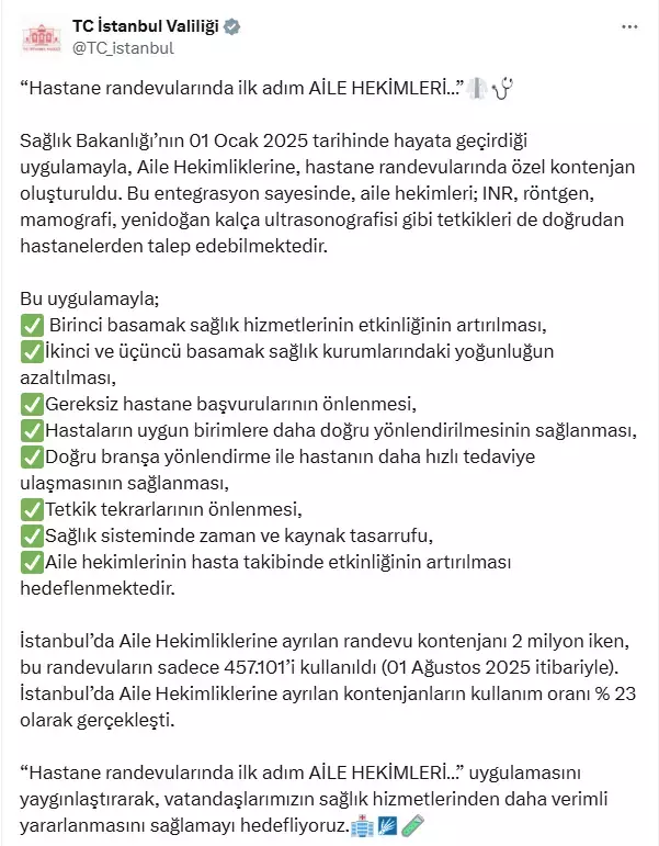 Hastane randevularında yeni dönem: İlk adım artık aile hekimleri!