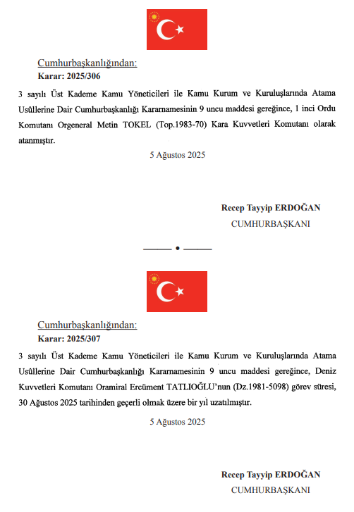 6 Ağustos 2025 Resmi Gazete Kararları! Bugünün kararları neler?