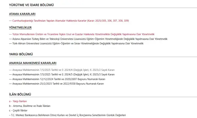 6 Ağustos 2025 Resmi Gazete Kararları! Bugünün kararları neler?