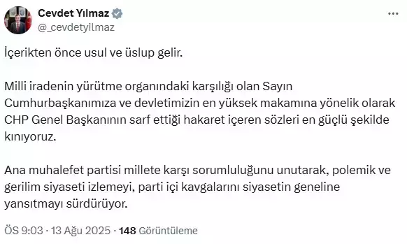 Özgür Özel'in Erdoğan'la ilgili sözlerine AK Parti'den sert tepki